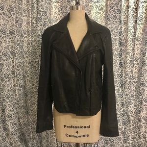 Madewell Black Leather Moto Jacket, size Small